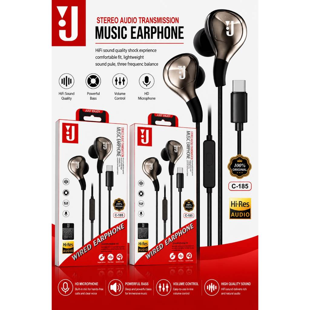 J.C185 / C-185 TYPE-C / USB-C / USB C / Tipe C compatible semua jenis hp type c J.C185 type c Handse