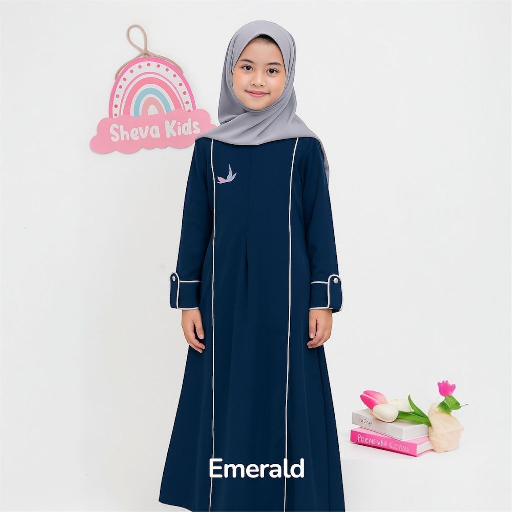 ALNAIRA - ARSYILA Dress Anak Perempuan Anti UV Baju Muslim Wanita Anak Perempuan bahan Sabrina Premi