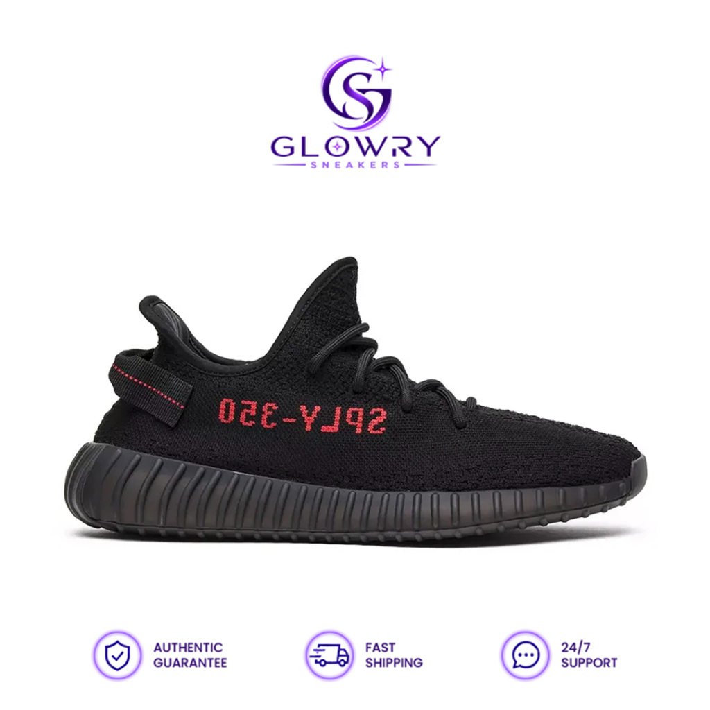 Glowry Sneakers - Adidas Yeezy 350 Boost V2 Bred Black Red