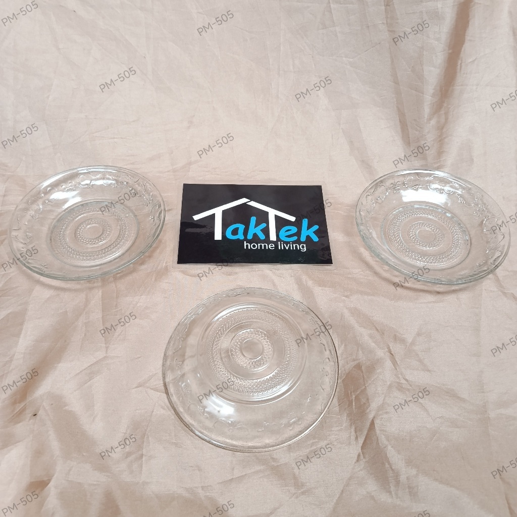 LEPEK KACA PM-505 BELING TATAKAN GELAS PIRING KECIL CANGKIR BULAT BENING MOTIF TEBAL KOPI TEH JAMU T