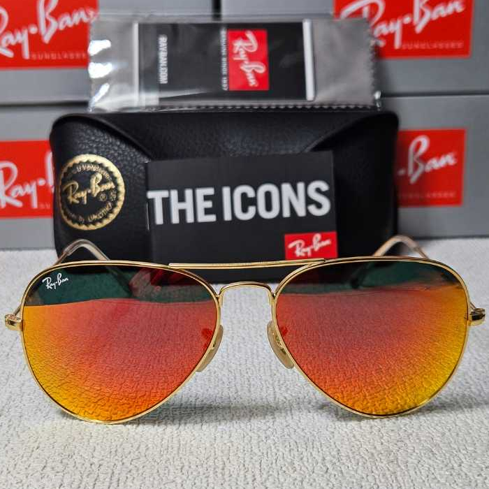 Kacamata Rayban Aviator RB3025 112/69 58 Gold Lens Mirror Orange Original