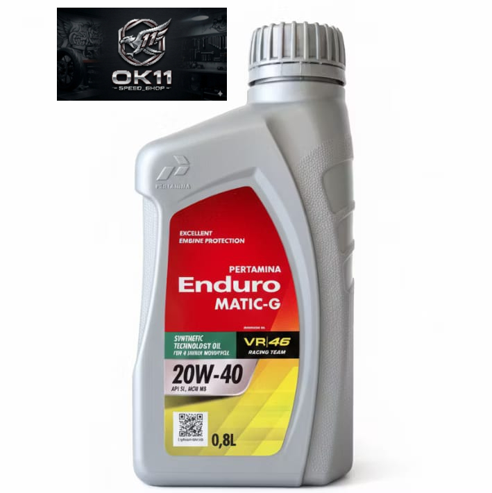 Minyak Mesin Pertamina Enduro Matic-G 800ML VR 46 Racing Team 20W-40 API SL ILSAC GF-5 0.8L