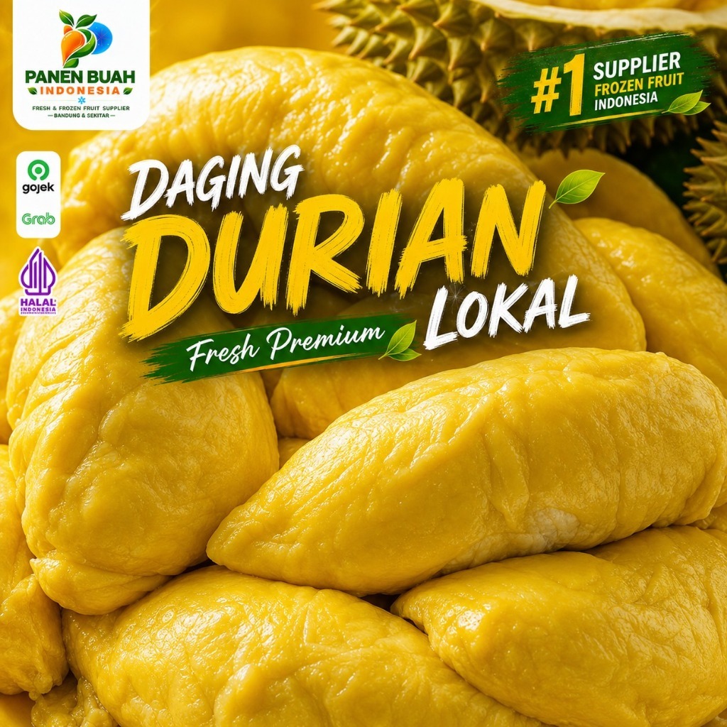 Daging Durian Lokal Beku (Frozen) 500gr 1 Kg | Panen Buah Indonesia Daging Tebal Kirim dari Bandung