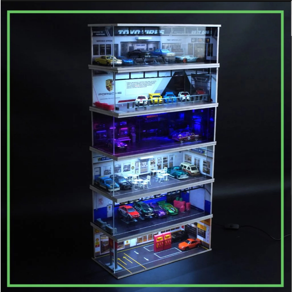 Diorama Diecast Garage Miniatur Bengkel & Showroom Mobil | Display Koleksi Mobil