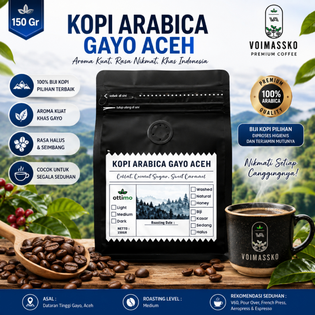 Ottimo Kopi 150gr / Kopi / Kopi Bubuk / Kopi Hitam / Kopi Arabika / Gayo / Kopi Arabica / Kopi Gayo 