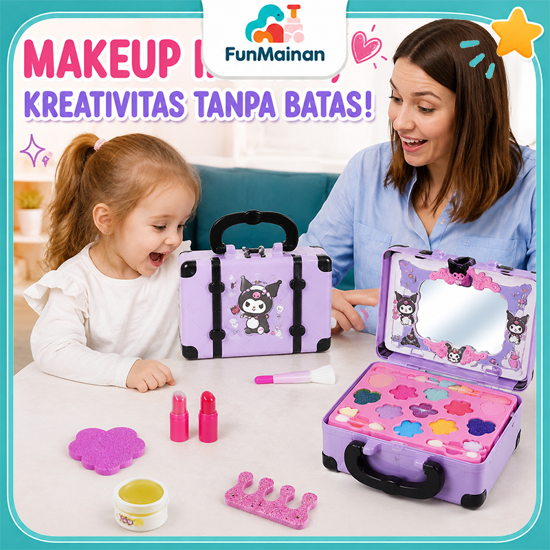 FunMainan (GRATIS kotak) 17pcs Girls Makeup Toys Kosmetik Kotak Princess Girl Set Lipstik Eye Shadow