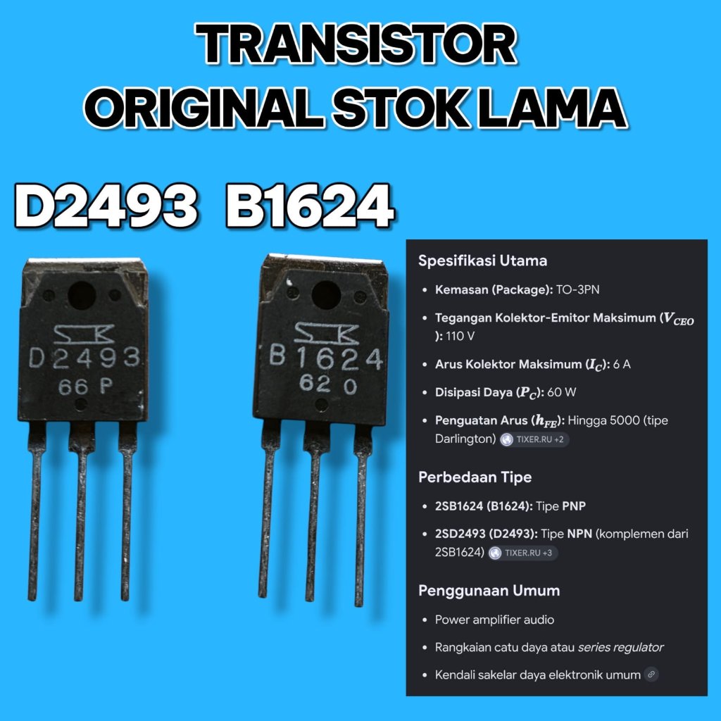 TRANSISTOR ORIGINAL B1624 D2493 B 1624 D 2493 2SB1624 2SD2493