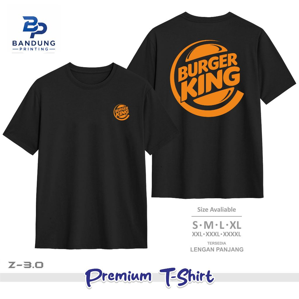 31. Baju Kaos Distro BurgerKing T-Shirt Pria Wanita Kaos Resto BurgerkingZ04