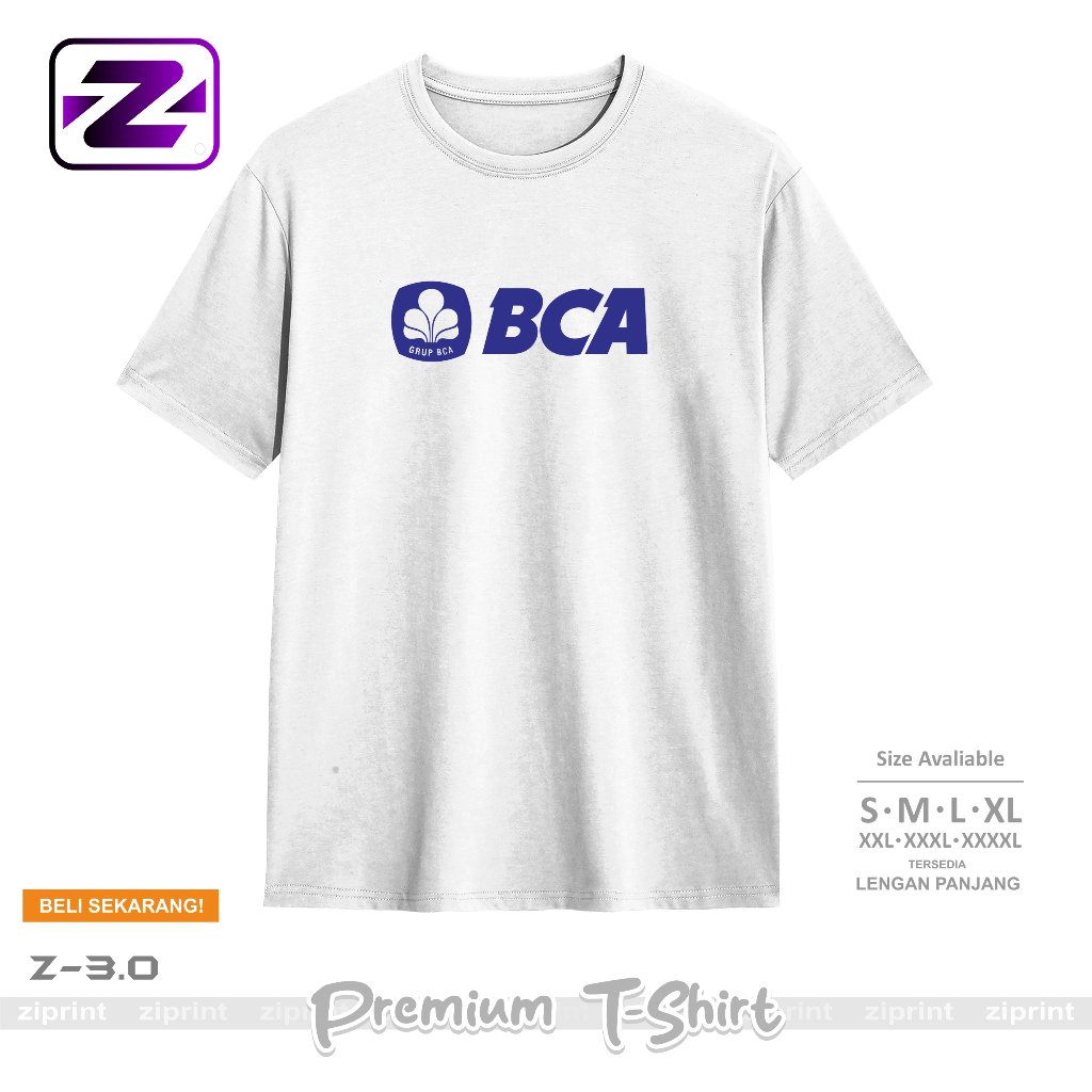 Baju Kaos Distro BCA T-Shirt Pria Wanita Kaos Bank BCA