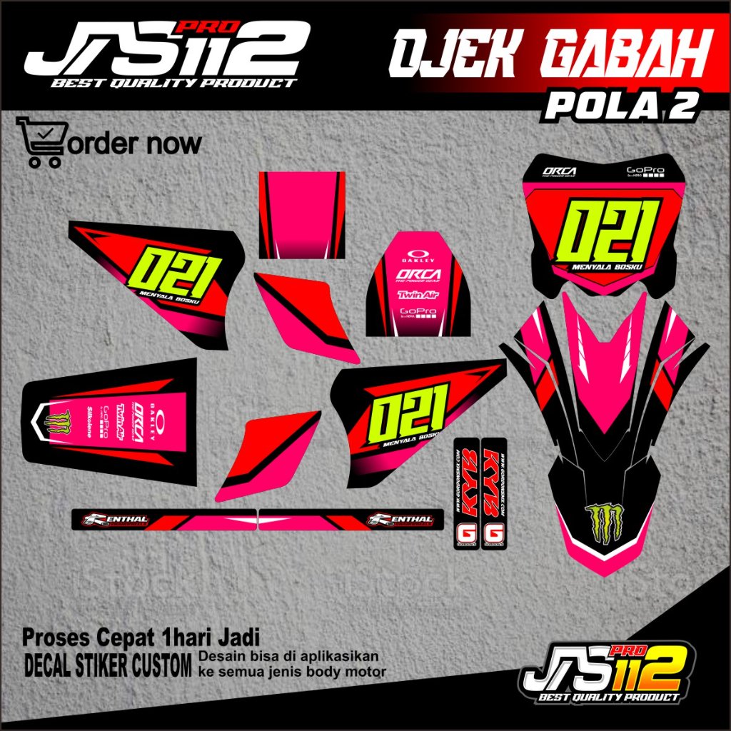 DECAL TAXI GABAH DECAL OJEK GABAH POLA 2 STIKER MOOTOR OJEK GABAH