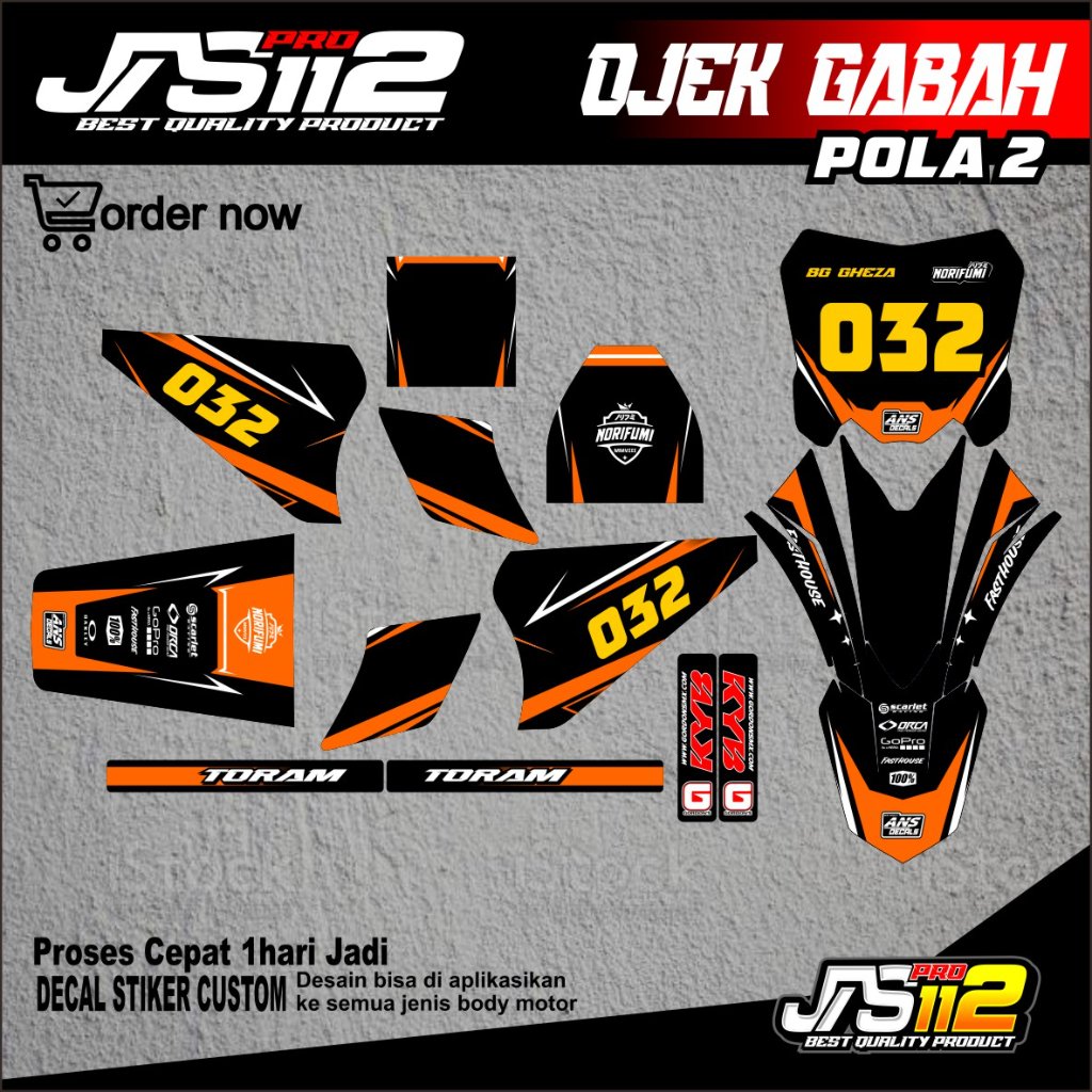 DECAL TAXI GABAH DECAL OJEK GABAH POLA 2 STIKER MOOTOR OJEK GABAH