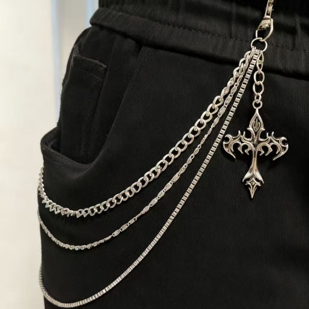 Rantai Celana & Dompet Metal Wanita Pria Multi Layer | Chain Pants Korean Street Punk dengan Logam S