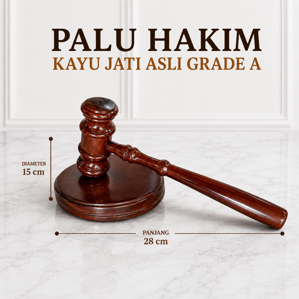 Palu Hakim Palu Sidang Kayu Jati Asli Grade A Alat Sidang Pengadilan 28 cm