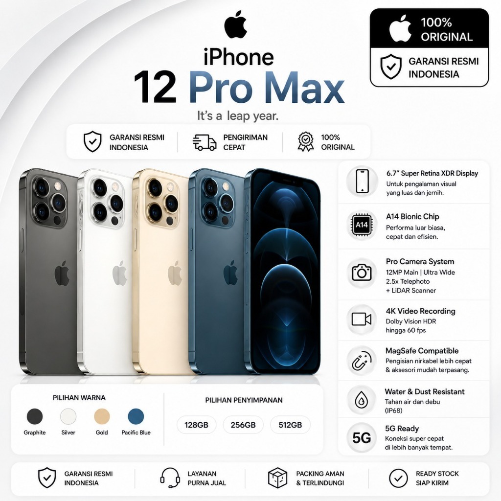 iBox iPhone 12 Pro Max IMEI Permanen Garansi 24 Bulan Second Like Baru iPhone Fullset 100% Original