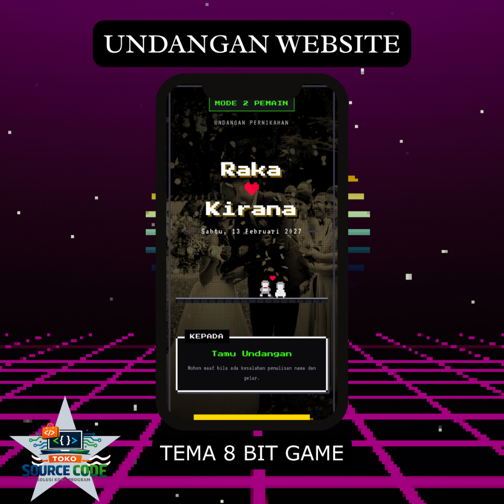 Undangan Pernikahan Website Tema 8 Bit Game