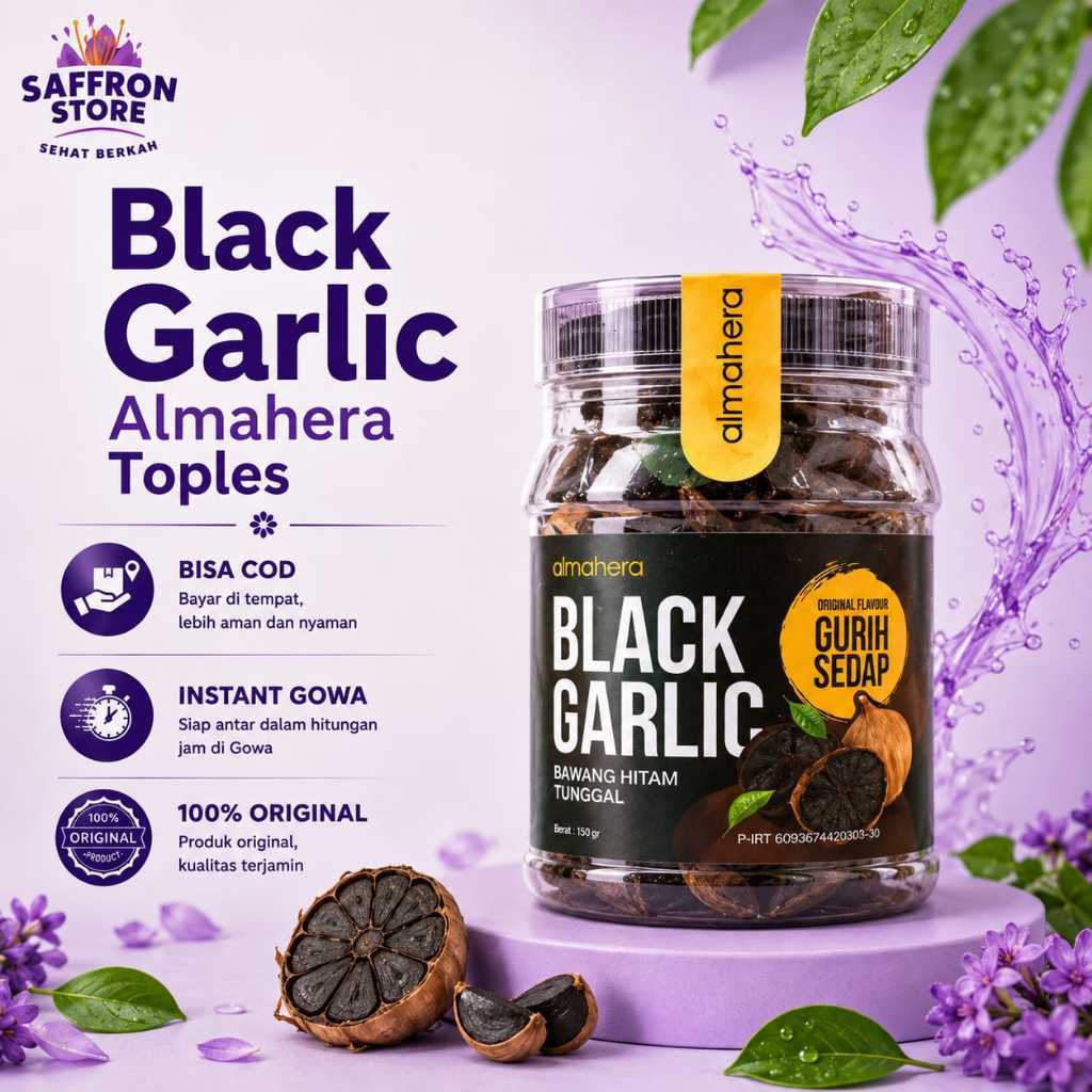 BLACK GARLIC ALMAHERA, BAWANG HITAM TUNGGAL 100GRAM/ KEMASAN TOPLES