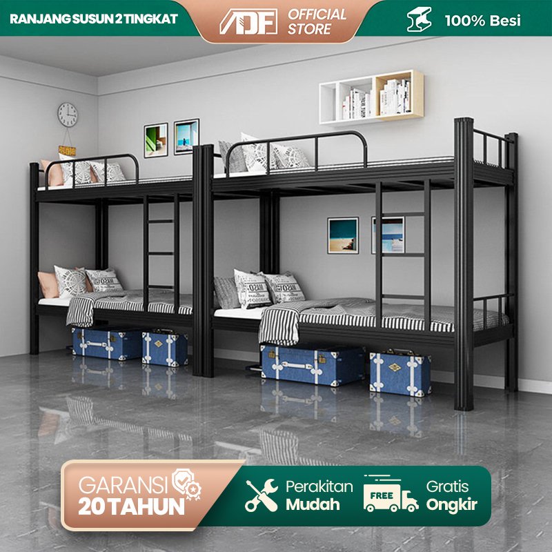ADF Dipan Ranjang Susun Tingkat 2 Tempat Tidur Tingkat Susun Besi Minimalis Bed Tingkat Susun
