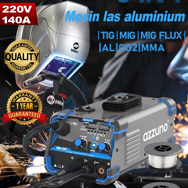 Azzuno mesin las listrik aluminium tanpa mig gas 6 in 1 co2 mma al multifungsi mesin las 140A tig ar