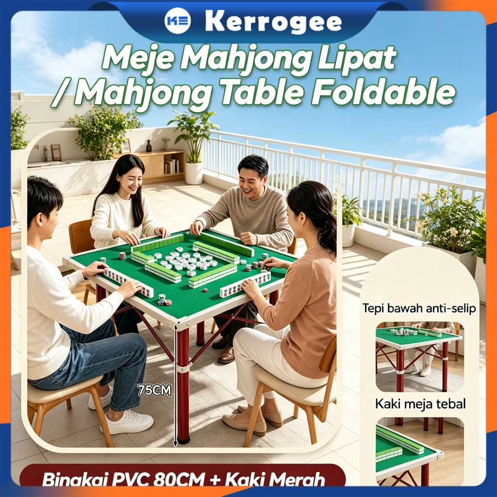 Meja Mahjong Lipat Meja Mahjong Mahyong 80*80*75CM Mahjong Table Foldable Meja Permainan Indoor Outd