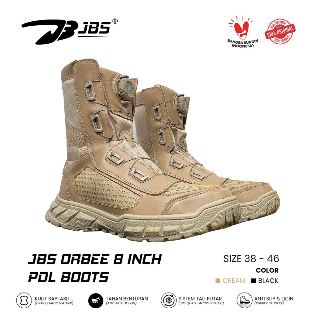 JBS Orbee 8 inch Cream Tactical Sepatu Pdl Tali Putar