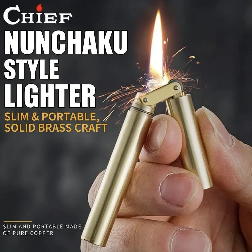 Mancis Korek Api Minyak Retro Slim Nunchaku Chief Lighter 3980 Kerosene Lighter Gift Box