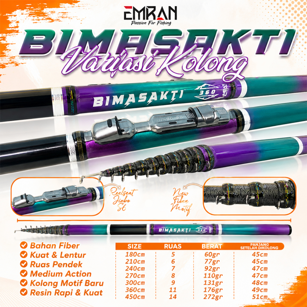 Joran Tegek Murah Kolong Ring Keramik EMRAN Bimasakti Fiber COD
