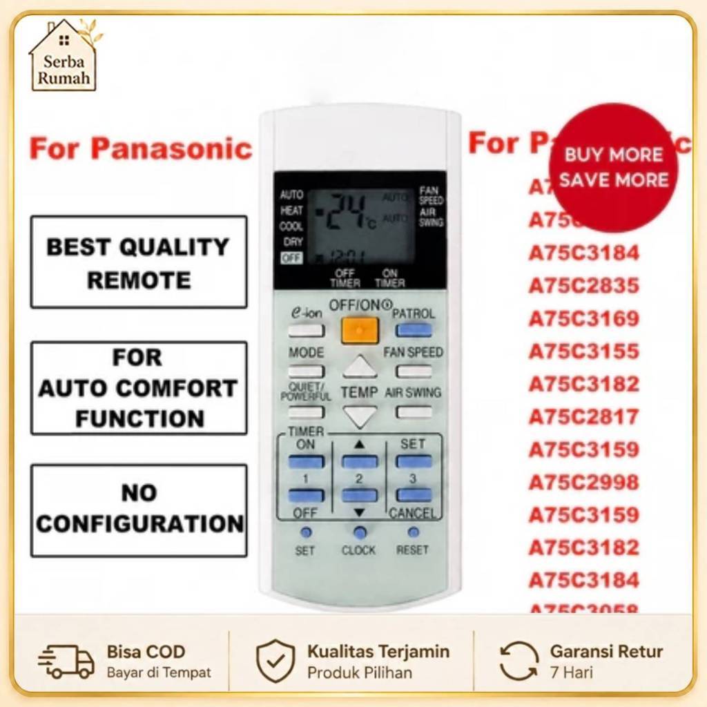 Panasonic Remote AC Panasonic ALL Universal Remote Kontrol AC Pengganti Untuk Semua Tipe AC