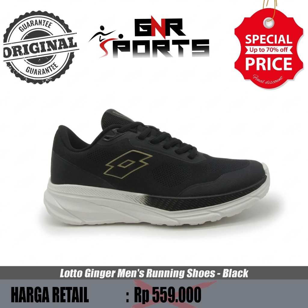 Sepatu Lotto Flores Men's Running Shoes - Black Original 100%