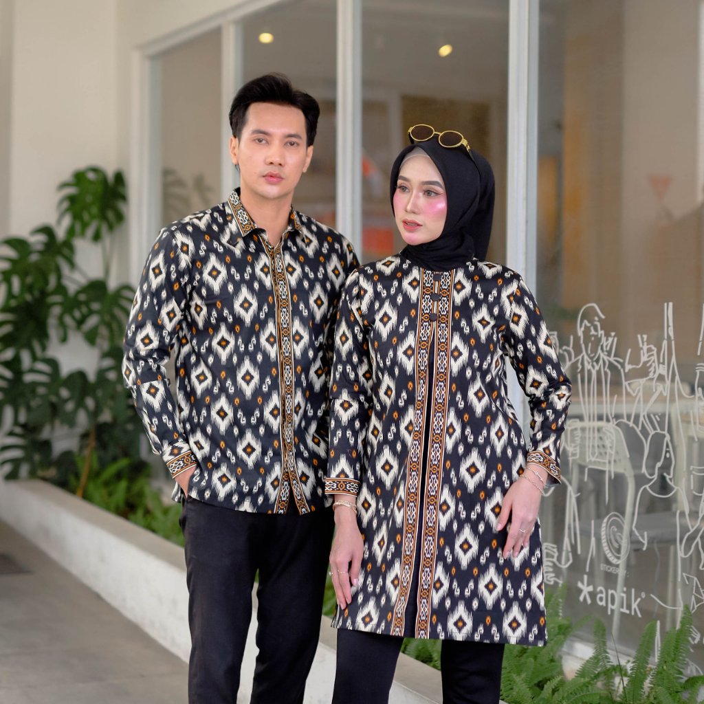 Benang Raja Batik Couple Katun Stretch Songket Hitam (SARIMBIT BATIK DAPAT DIBELI TERPISAH)