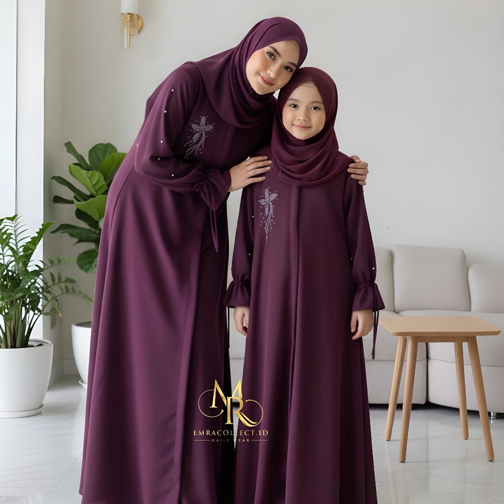 Gamis Dress Sarimbit Lebaran Couple Keluarga Ibu Anak Bahan Sabrina Anti uv Premium Aisha