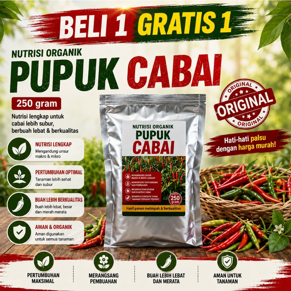 [Buy 1 Get 1] Gelora Clean Pupuk Pelebat Cabe Perangsang Cabai Penguat Akar Anti Rontok Meningkatkan