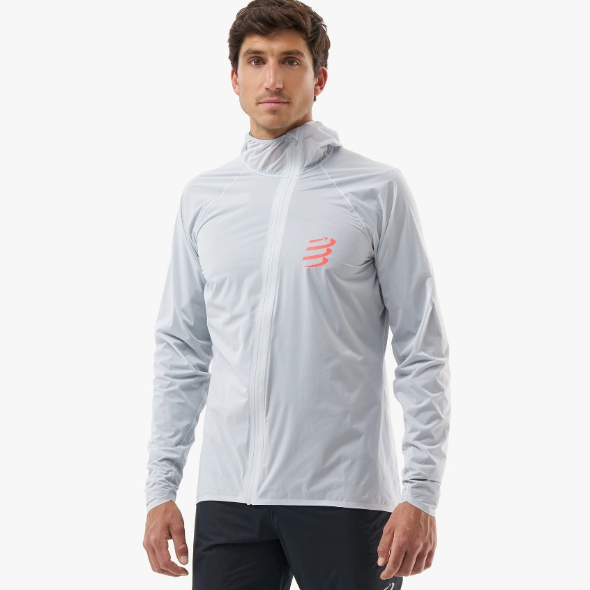Jaket Trail Running Compressport Hurricane Waterproof 10/10 Jacket - Grey Dawn S / M men's waterproo