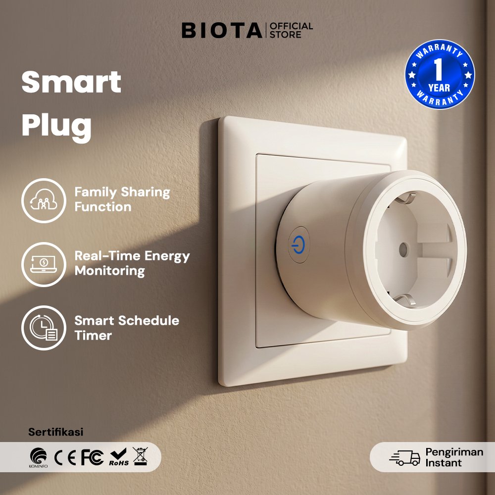 BIOTA Smart Plug - Smart Plug WiFi Wireless / Steker Colokan Listrik Pintar IoT Smart Home
