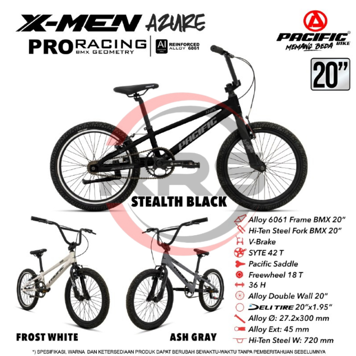 Sepeda BMX Pacific X-Men Azure Pro Racing 20 Inch Alloy 6061 Stealth Black