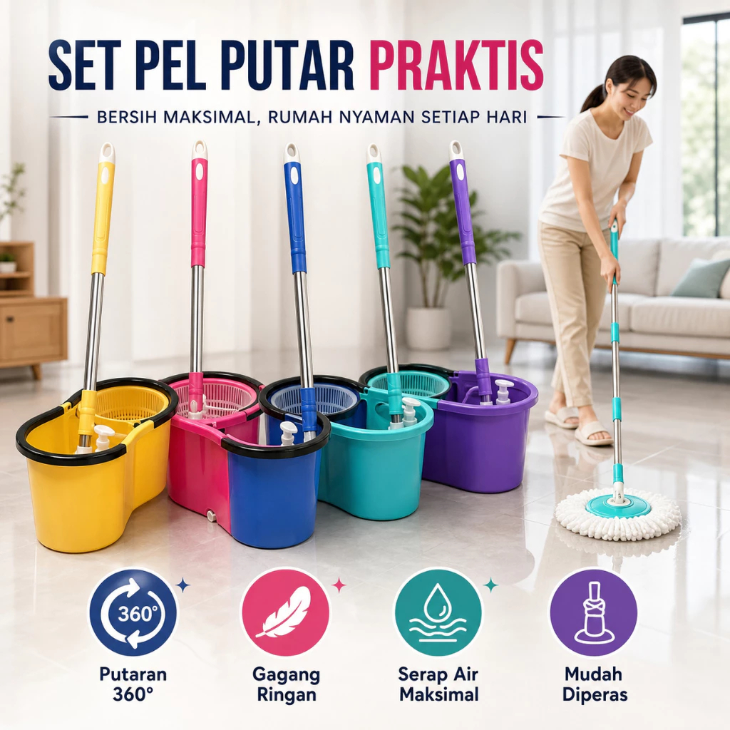 Spin Mop / Alat Pel Praktis Shenar