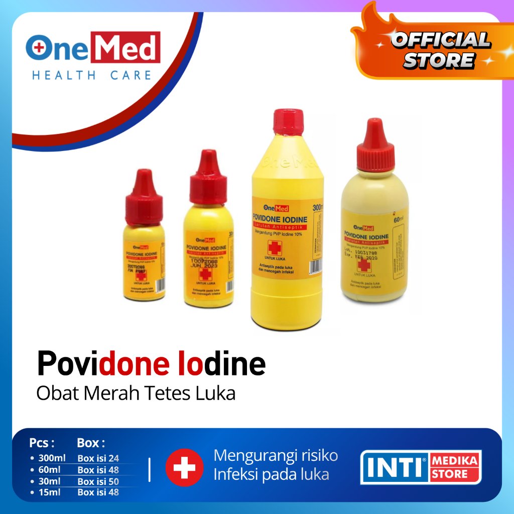 ONEMED - POVIDONE IODINE | Obat Merah Tetes Luka | Antiseptik P3K