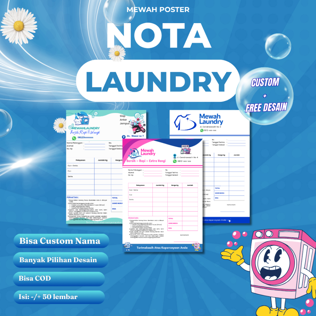 Nota Laundry Custom/Nota Laundry Kecil Custom 1PLY & 2PLY
