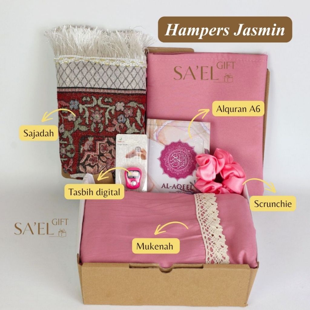 SA'EL HAMPERS JASMIN  ALAT SHOLAT WANITA PAKET MUKENA SAJADAH KADO PERNIKAHAN