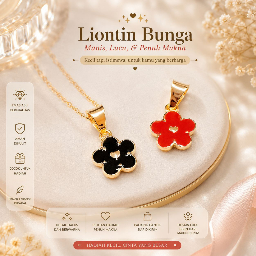 LIONTIN EMAS BUNGA BLACK CLOV 375 LTK 465 - GALERI 21 OFFICIAL