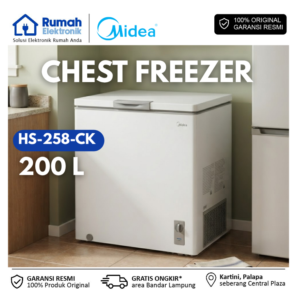MIDEA | HS-258CK | CHEST FREEZER / HS258CK - 200 L - Pembekuan Cepat