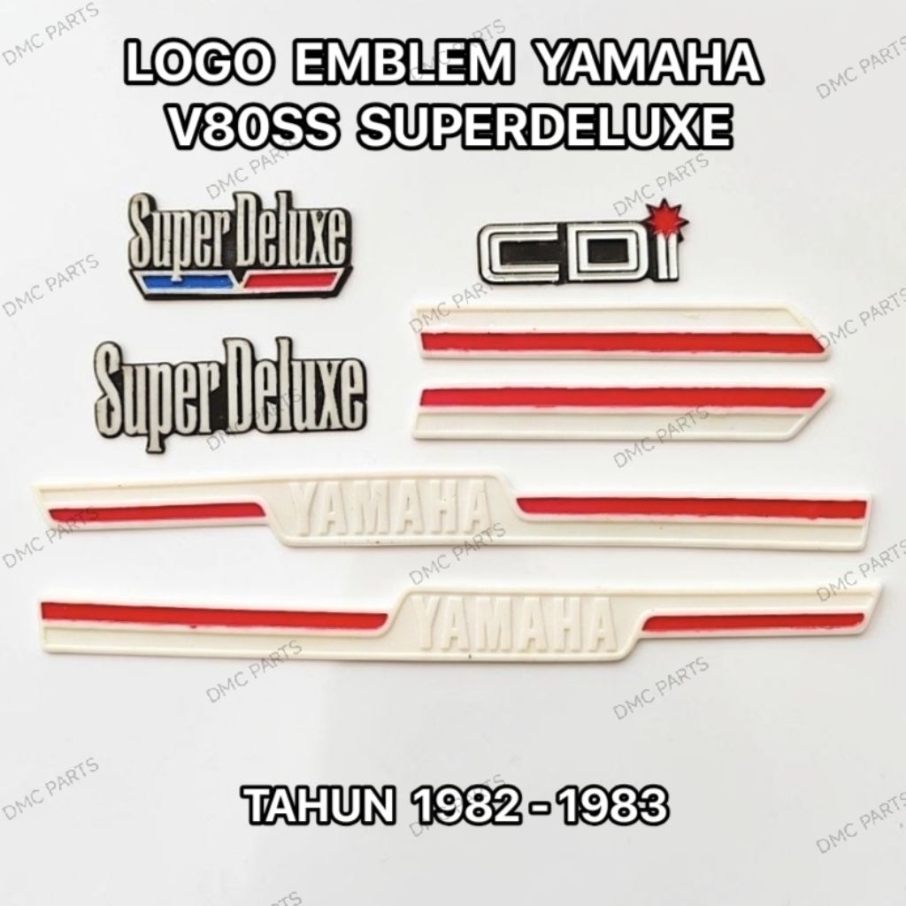 LOGO EMBLEM SET KOMPLIT YAMAHA V80SS ROBOT V 80 SUPERDELUXE BAGONG ( 1982-1983 )