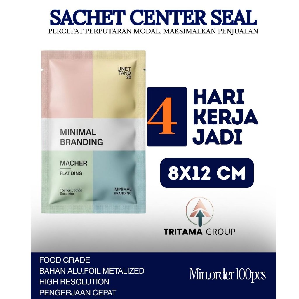 Tritama Packaging - sachet Bag Full Printing Ukuran 8x12cm Custom Kemasan Snack Powder Tercepat 4 Ha