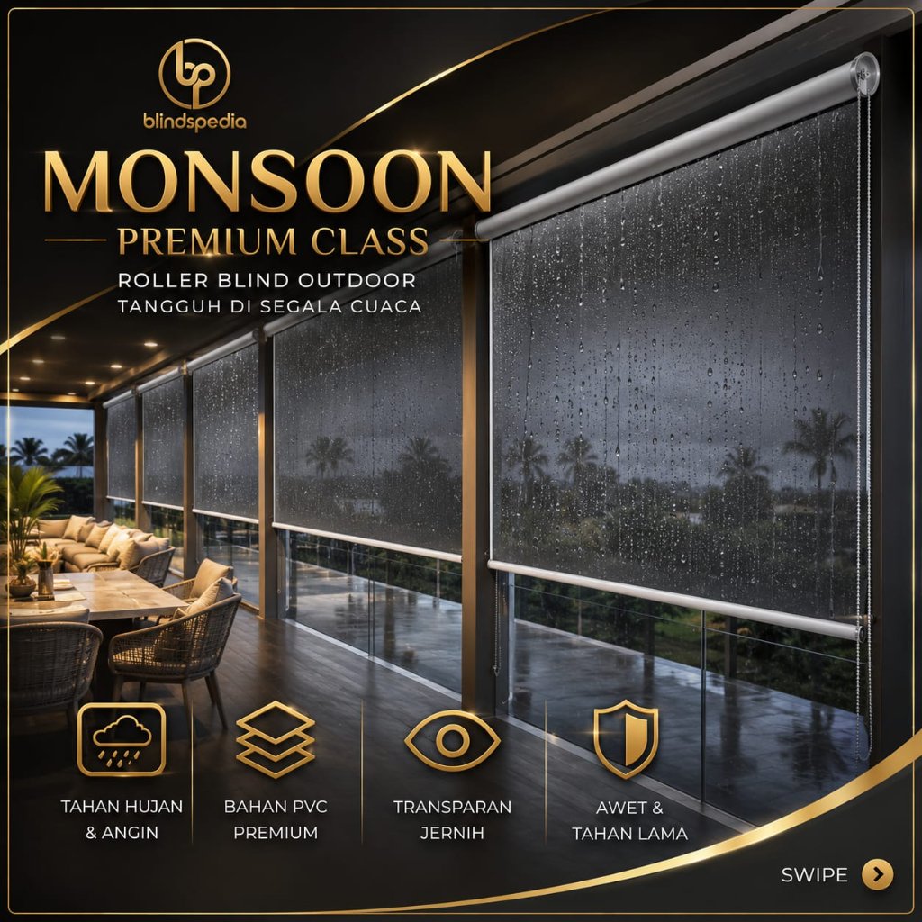 PREMIUM CLASS Roller Blind Monsoon Plastik 0.5mm Outdoor Curtain - Tirai Plastik Bening Transparan G