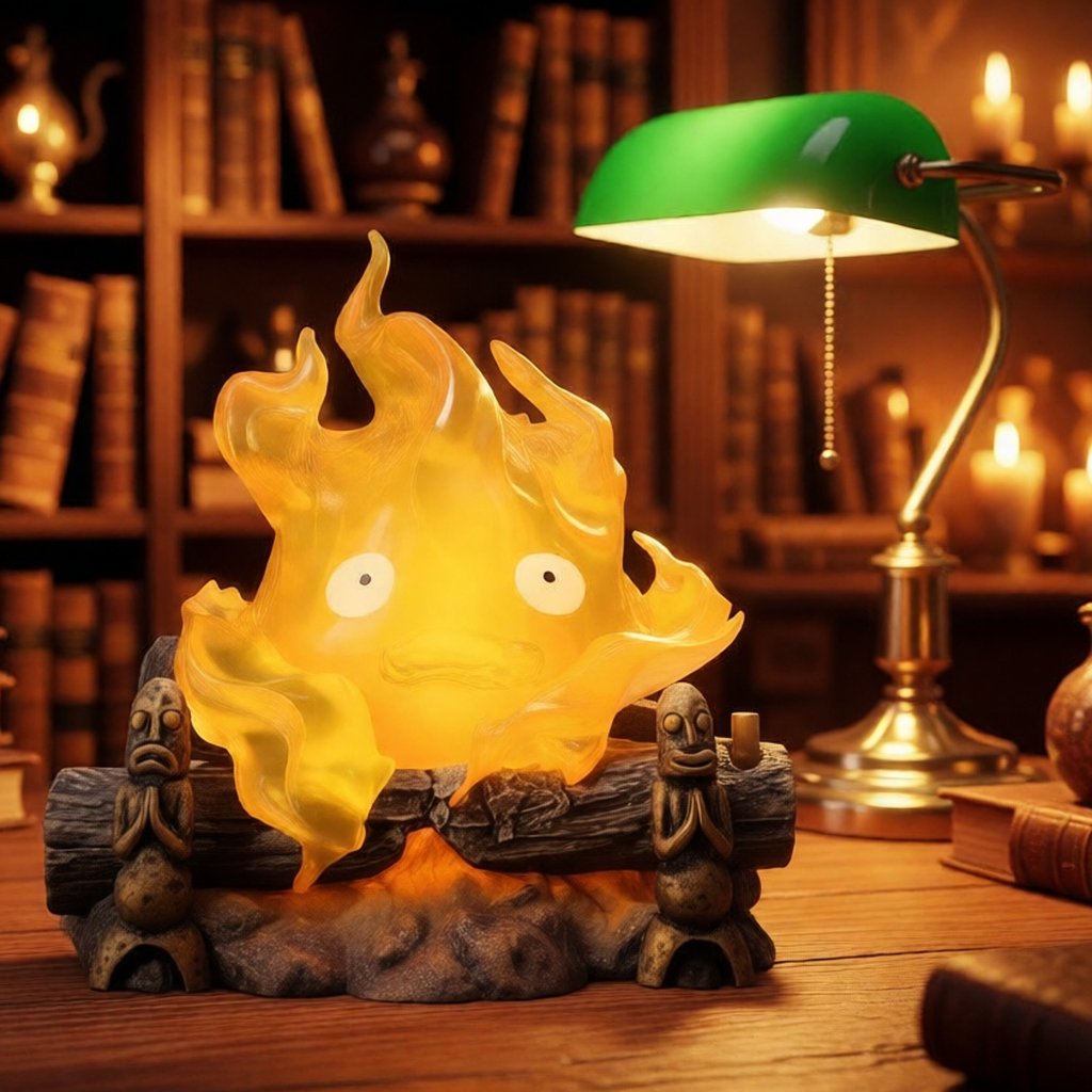 Calcifer Objects Lamp Anime Figure 12cm PVC Desk Candle Figurine Unisex Cartoon
