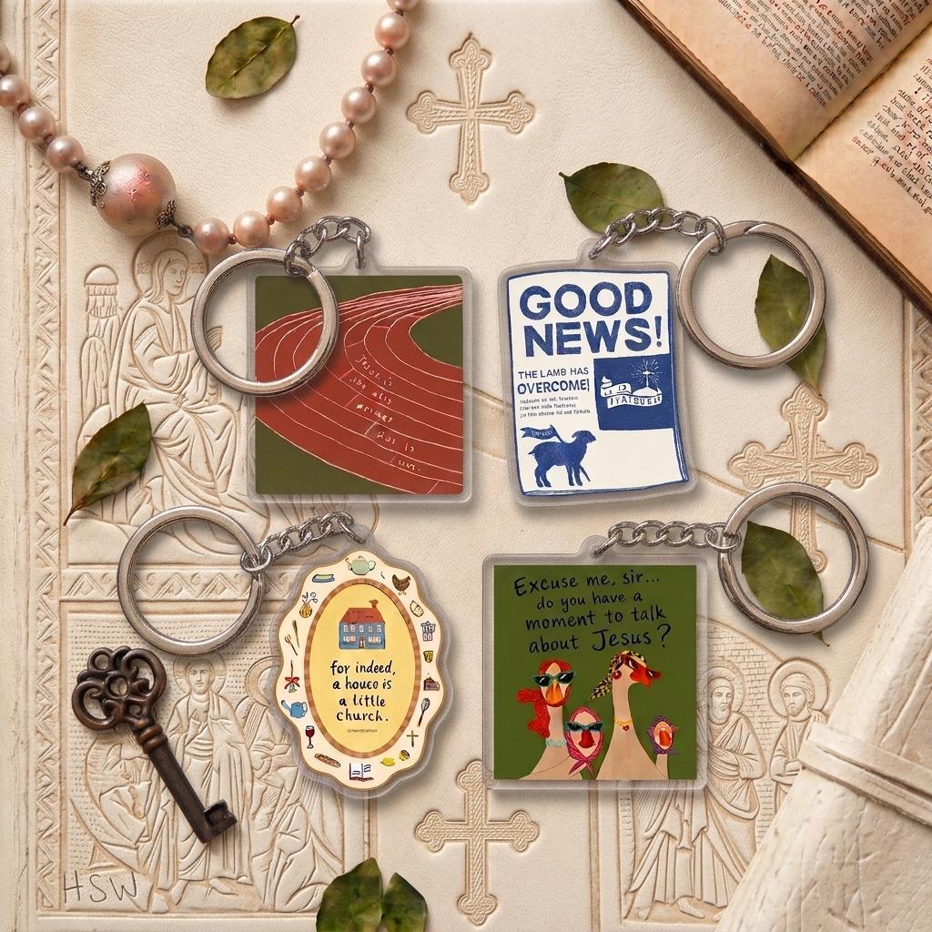 Christian Keychain Akrilik | Gantungan Kunci Kristen Jesus | Ganci Rohani dengan Pesan Inspiratif | 