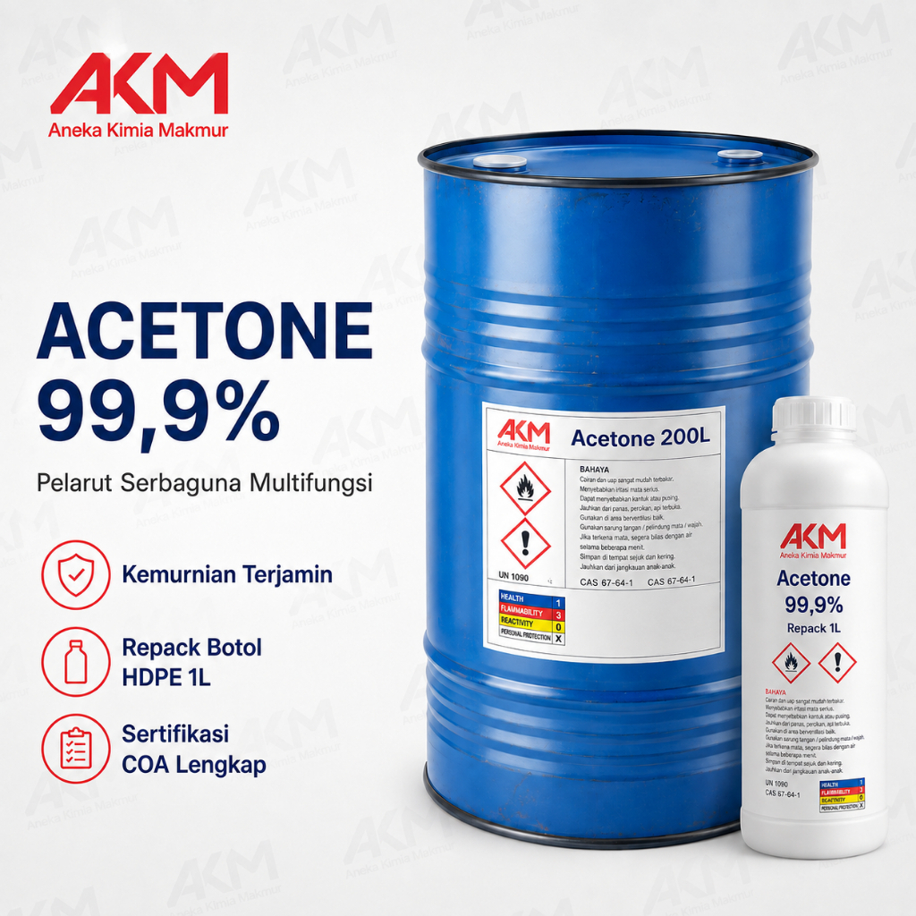 Acetone 99,9% 1 Liter / Aseton Murni / Pembersih Kutek Lem Tinta Cat Resin / Nail Polish Remover Ser