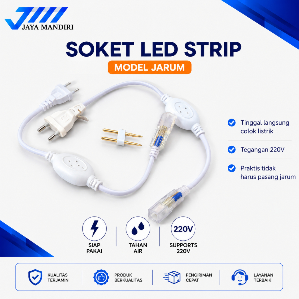 Socket LED Selang 5050 / Kabel Adaptor LED Strip Selang Model Tusuk / Socket Jarum