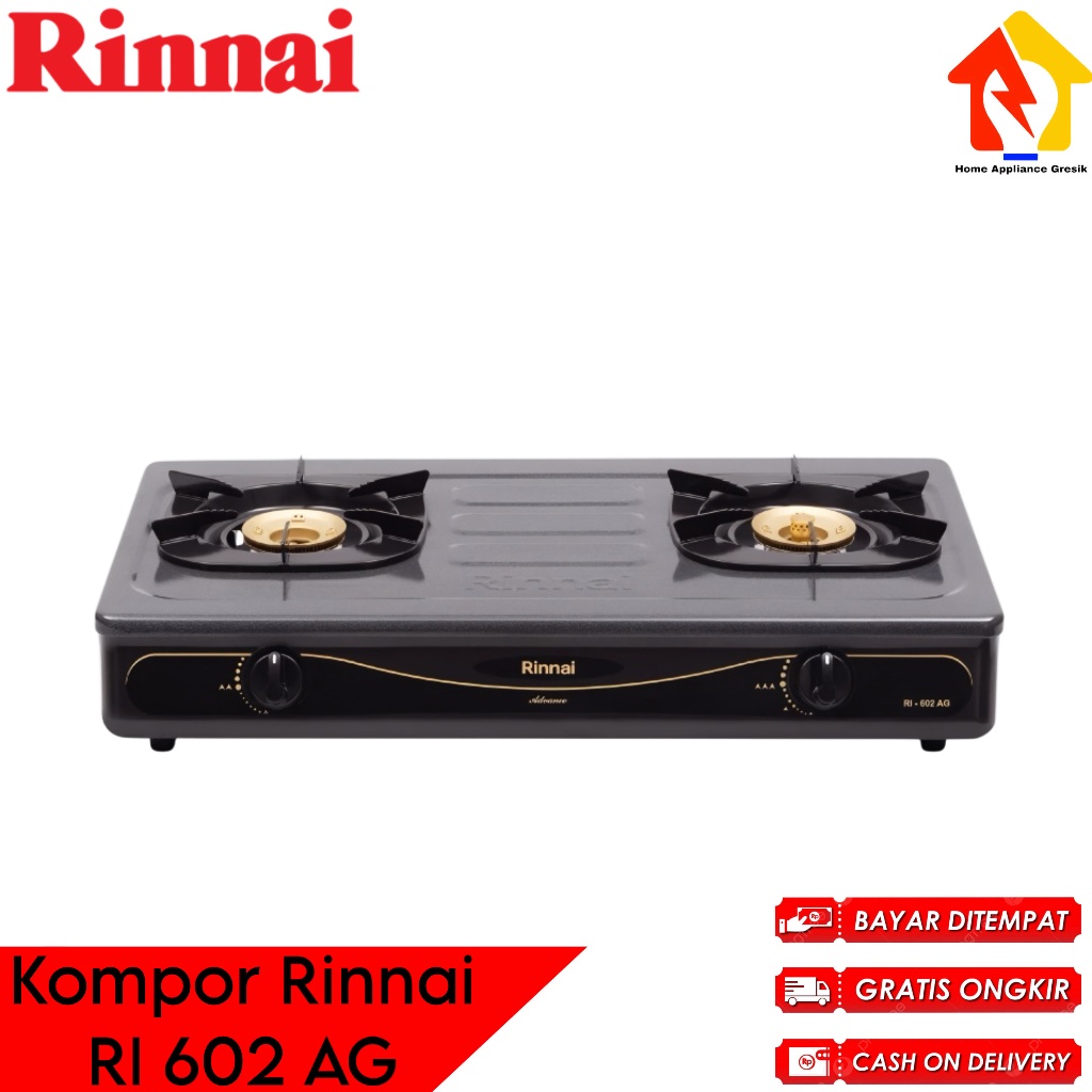 Kompor Rinnai 2 Tungku RI 602 AG/ Rinnai Kompor RI602AG