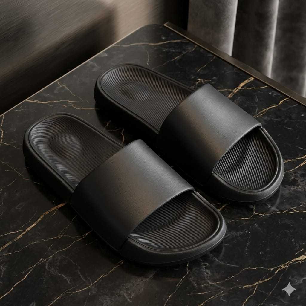 Sandal Selop Pria / Sandal Slide Distro  Edition POLOS UPPER LOCK ( TANPA LEM )