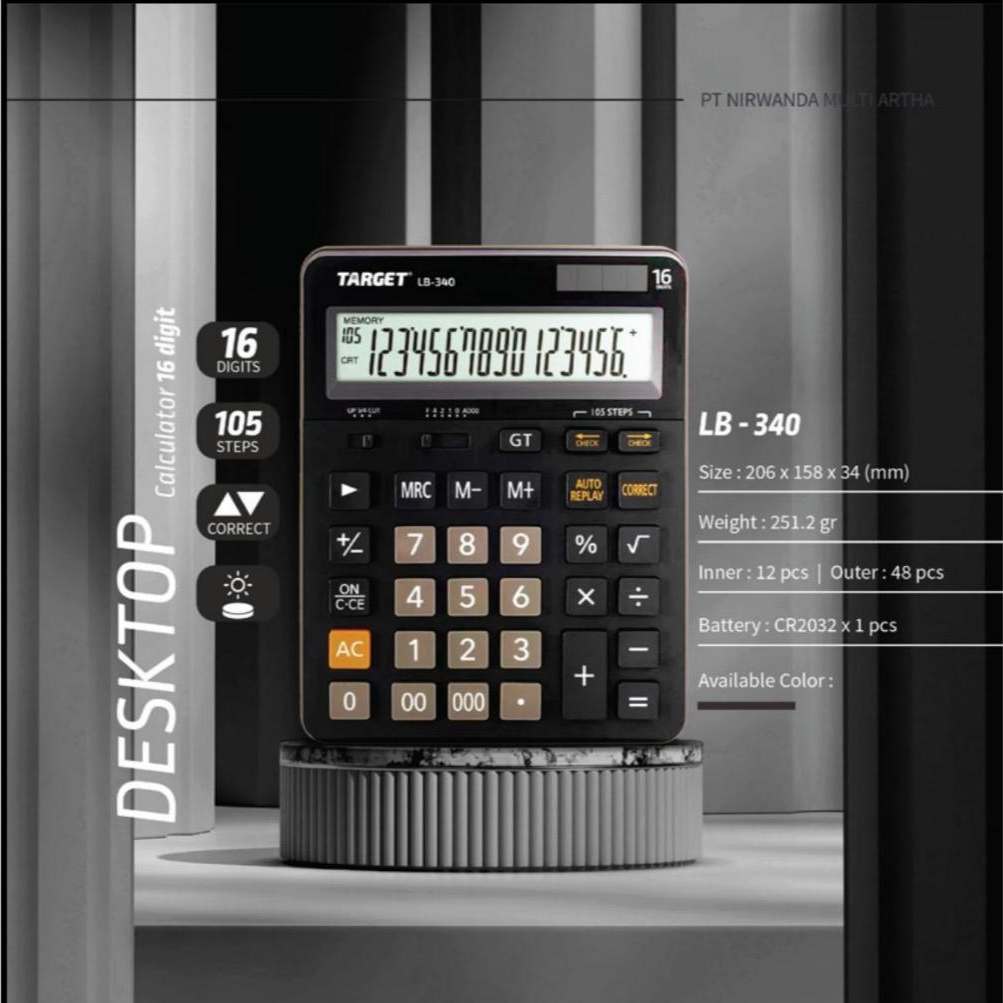 Kalkulator Desktop TARGET LB-340 16 Digit 105 Steps dengan Memory CRT